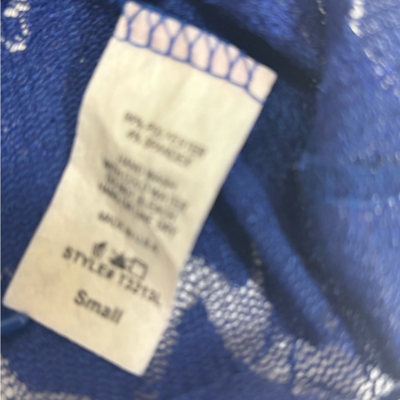 Ezra Cobalt Blue Lace Puff Sleeve Blouse Size Small - Picture 5 of 7